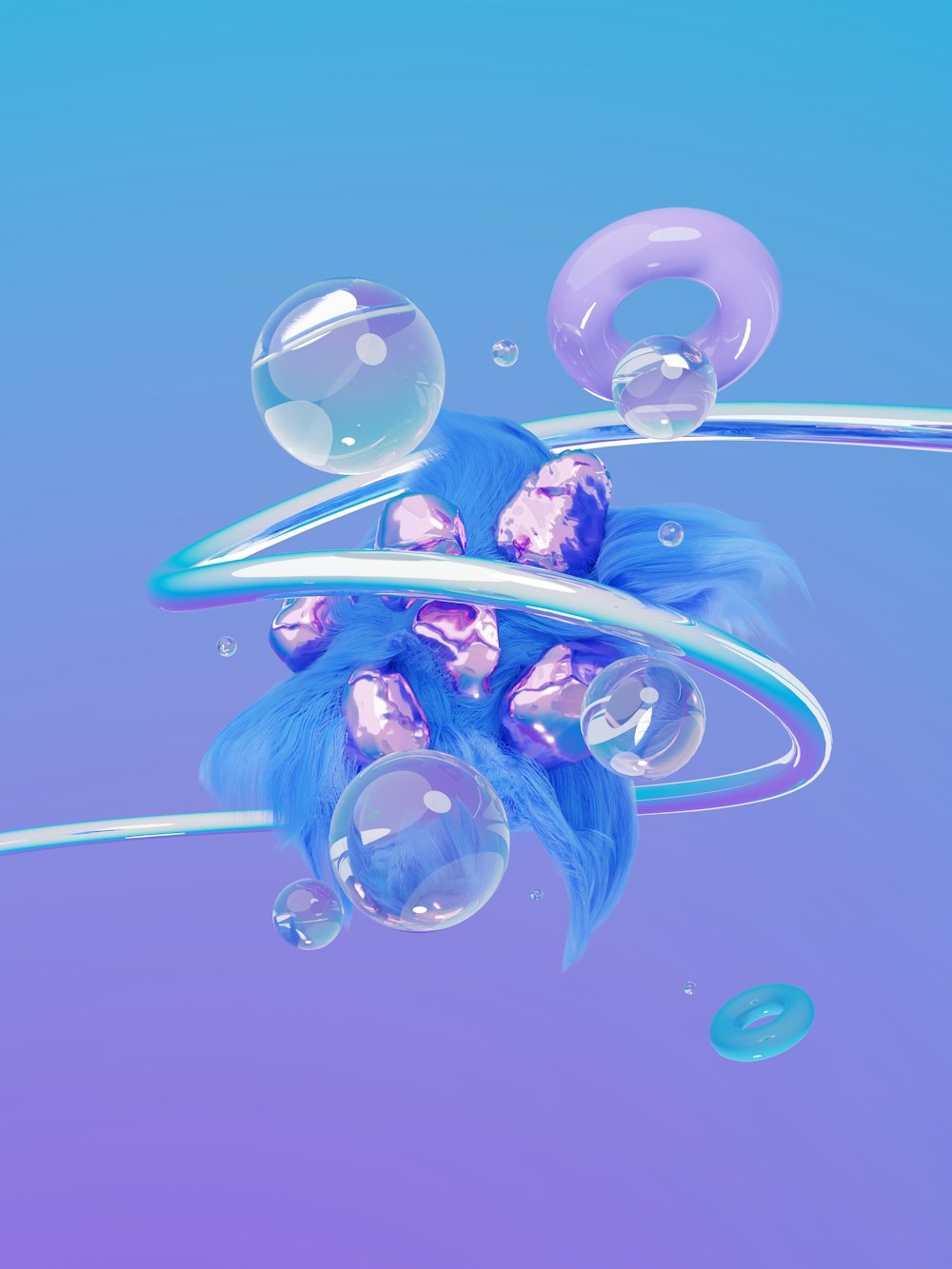 a bunch of bubbles floating in the air