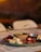 a plate of food sitting on top of a table