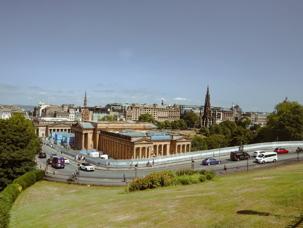 a view of a city from the top of a hill