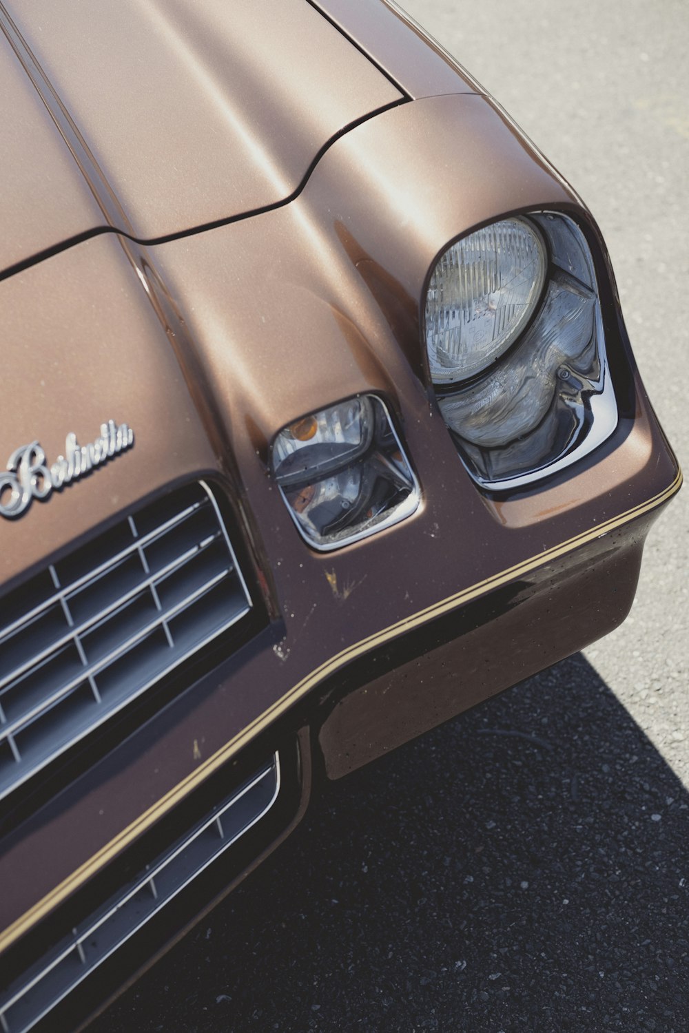 a close up of the front of a car