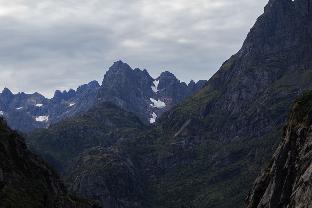 a group of mountains with snow on them