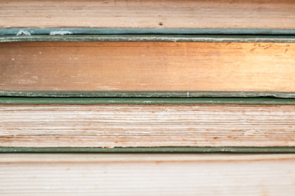 a close up of a stack of books