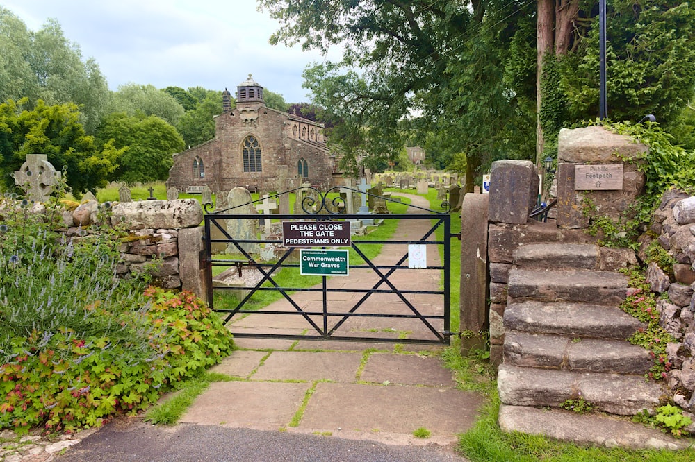 a gate that has a sign on it