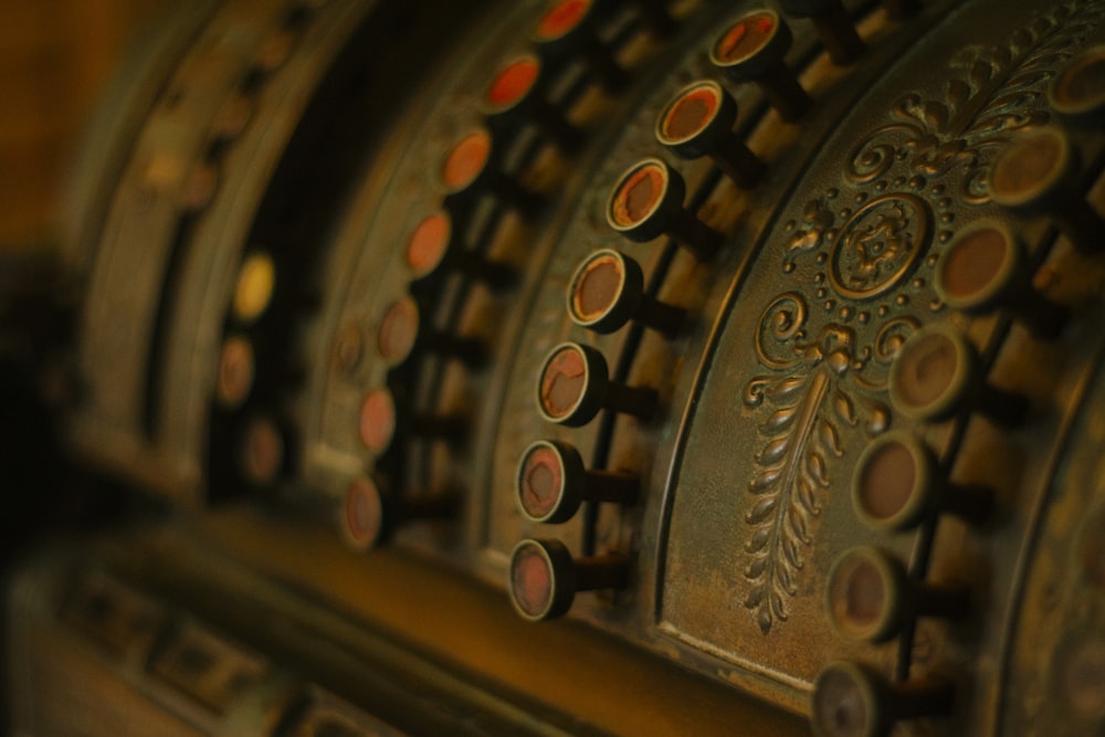 a close up of a machine with buttons on it