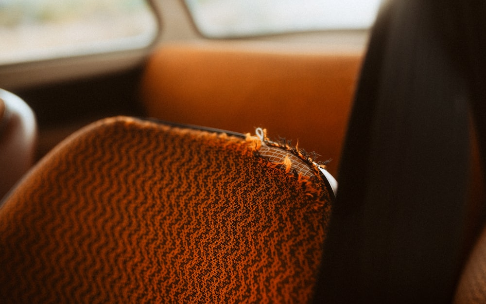 a close up of a seat in a vehicle