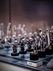 A close-up of detailed action figures arranged artistically.