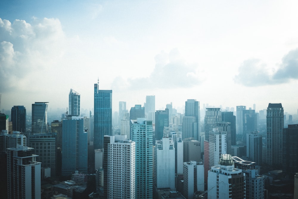 a view of a city with tall buildings