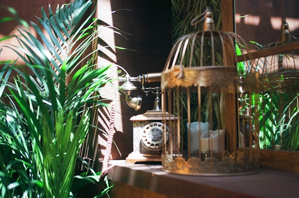 A softly glowing candle beside a vintage telephone, symbolizing warmth and connection.