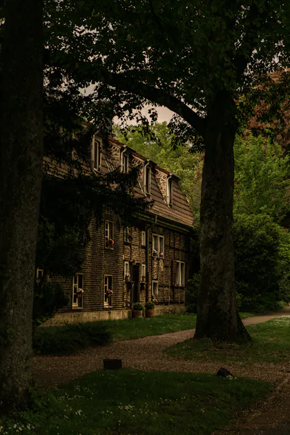 Old country house with a clock gable