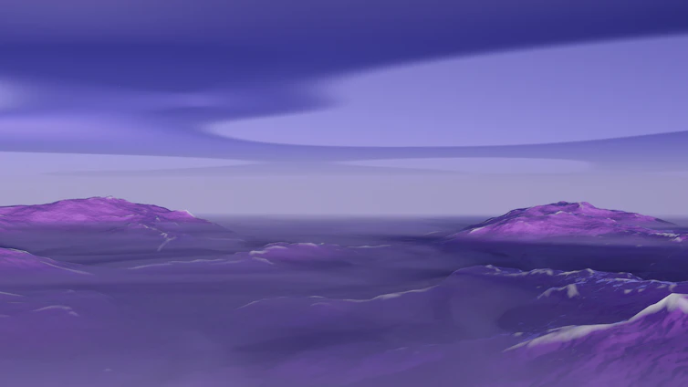 A surreal landscape with melting clocks draped over ancient flying ruins under a twilight sky.