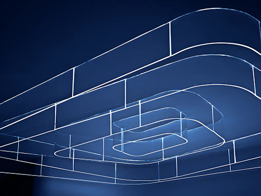 a blue abstract background with lines and shapes