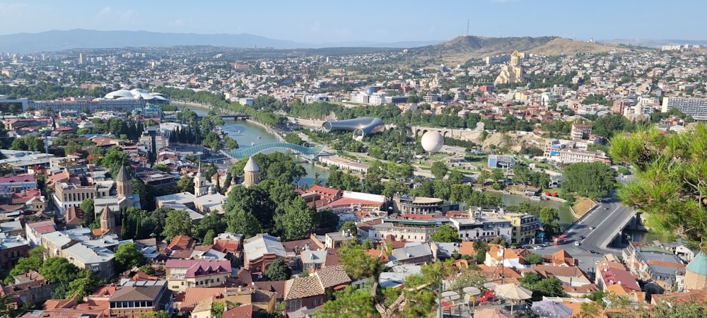 a view of a city with a river running through it