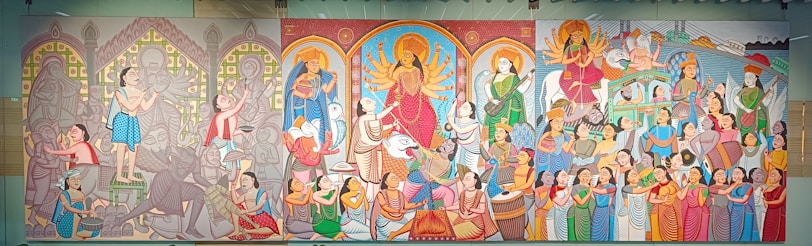 A vibrant artwork showcasing the fusion of sacred and profane themes.