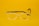 Clear eyeglasses with black arms are centered against a bright yellow background. The glasses feature a small, discreet logo on one lens and text on the arm, including 'Made in China' and model details.