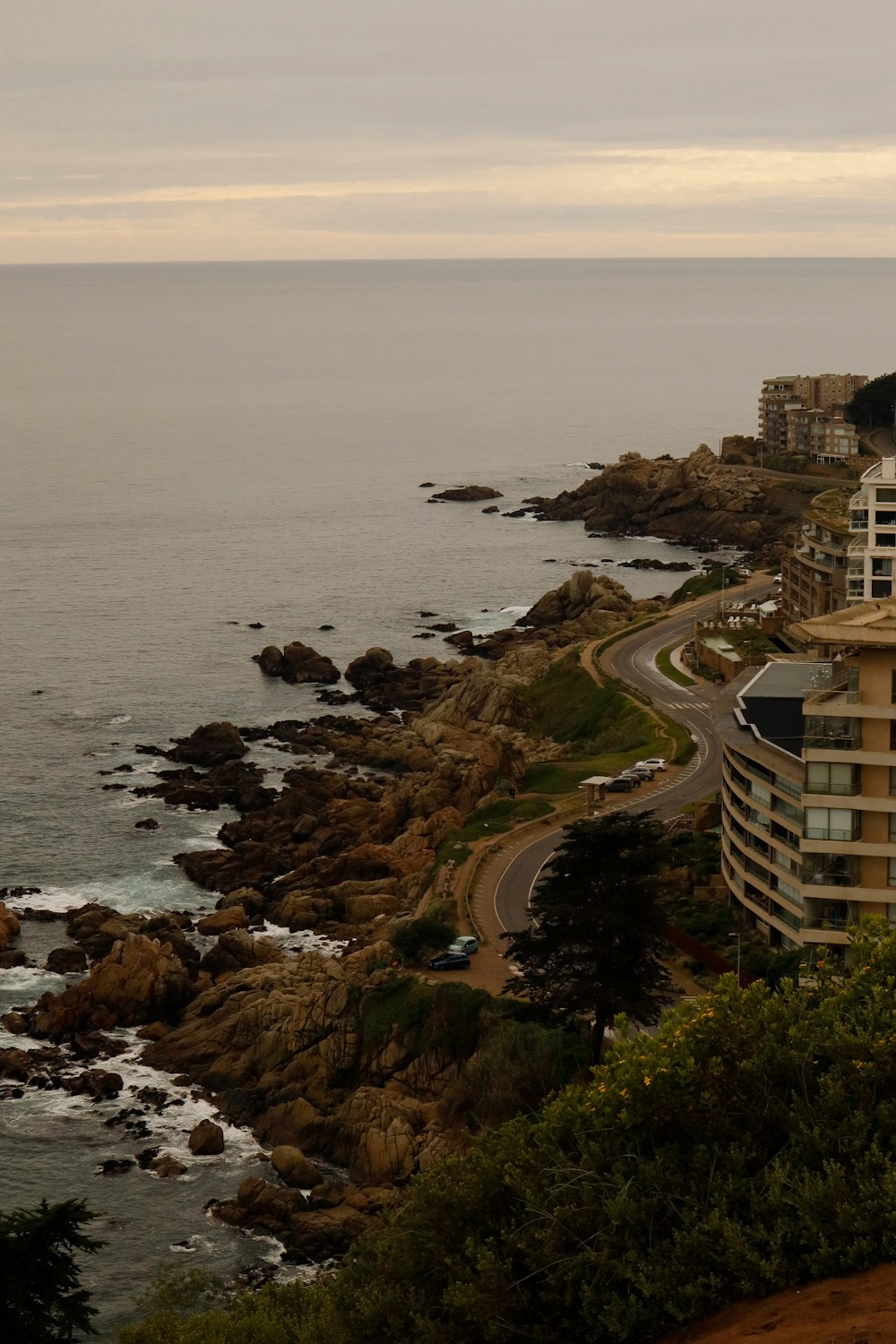 a view of the ocean from a high point of view