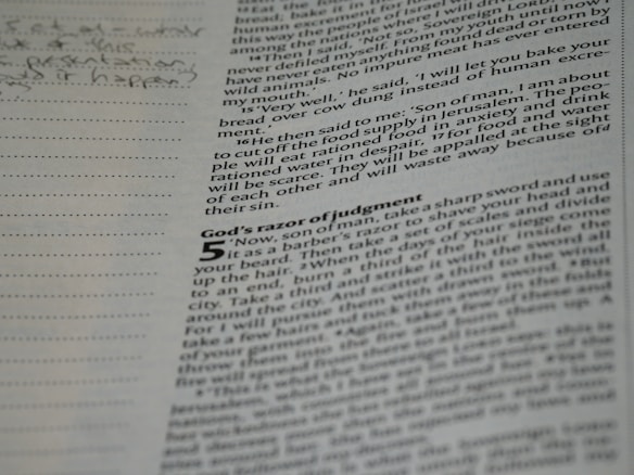 A close-up of a page from a book featuring text and margin notes. The text is printed in black on an off-white or beige page, with specific passages highlighted or bolded. Handwritten notes are visible in the margins to the left, and the overall layout includes paragraph indentation and line spacing typical of printed books.