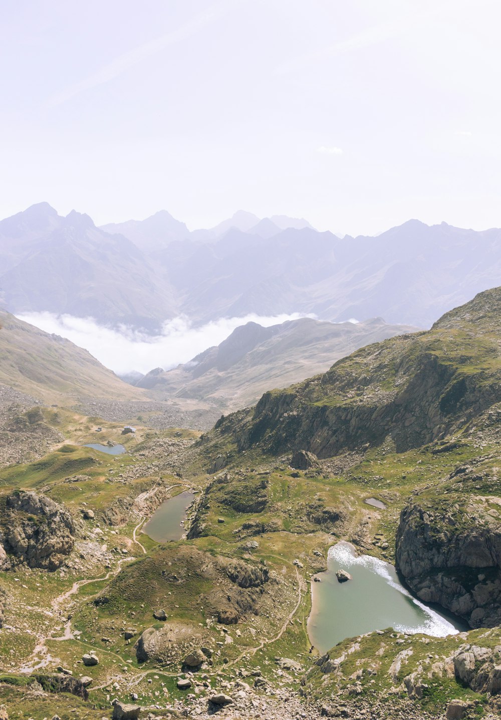 a mountain range with a lake in the middle of it