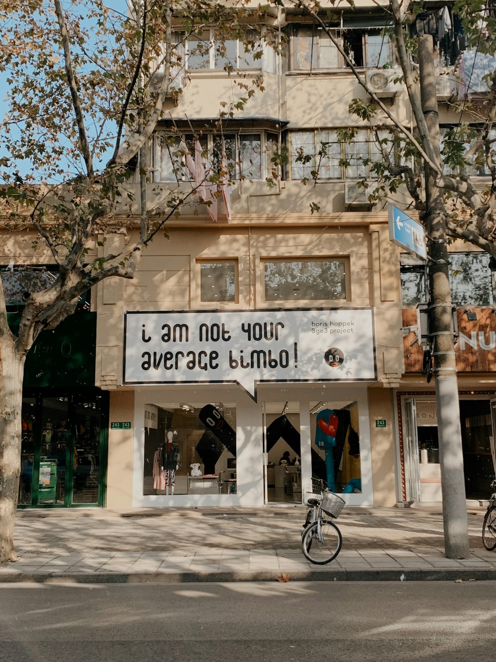 a bicycle parked in front of a building