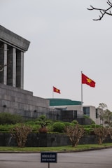 Photo of the Ministry of Finance Vietnam headquarters building with the national flag.
