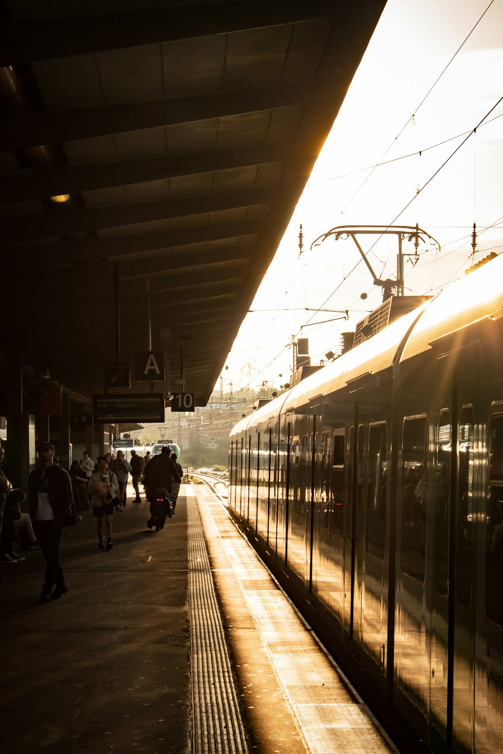 a train is parked at a train station