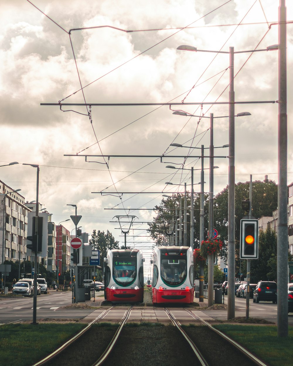 a couple of trains that are on some tracks