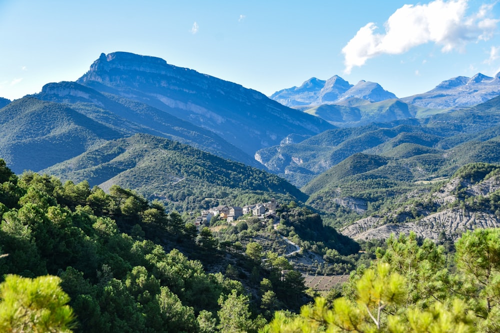 a view of a mountain range from a distance