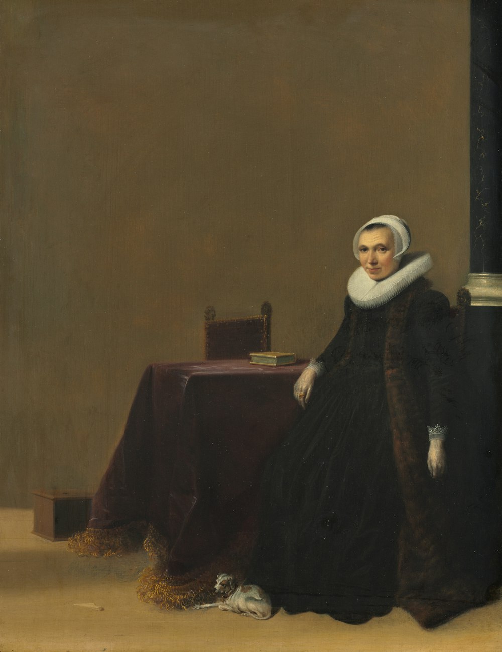a painting of a woman in a black dress