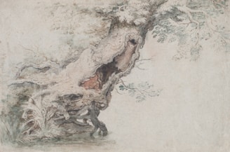 Elegant graphite sketch of a native Romanian tree branch with buds and bark texture