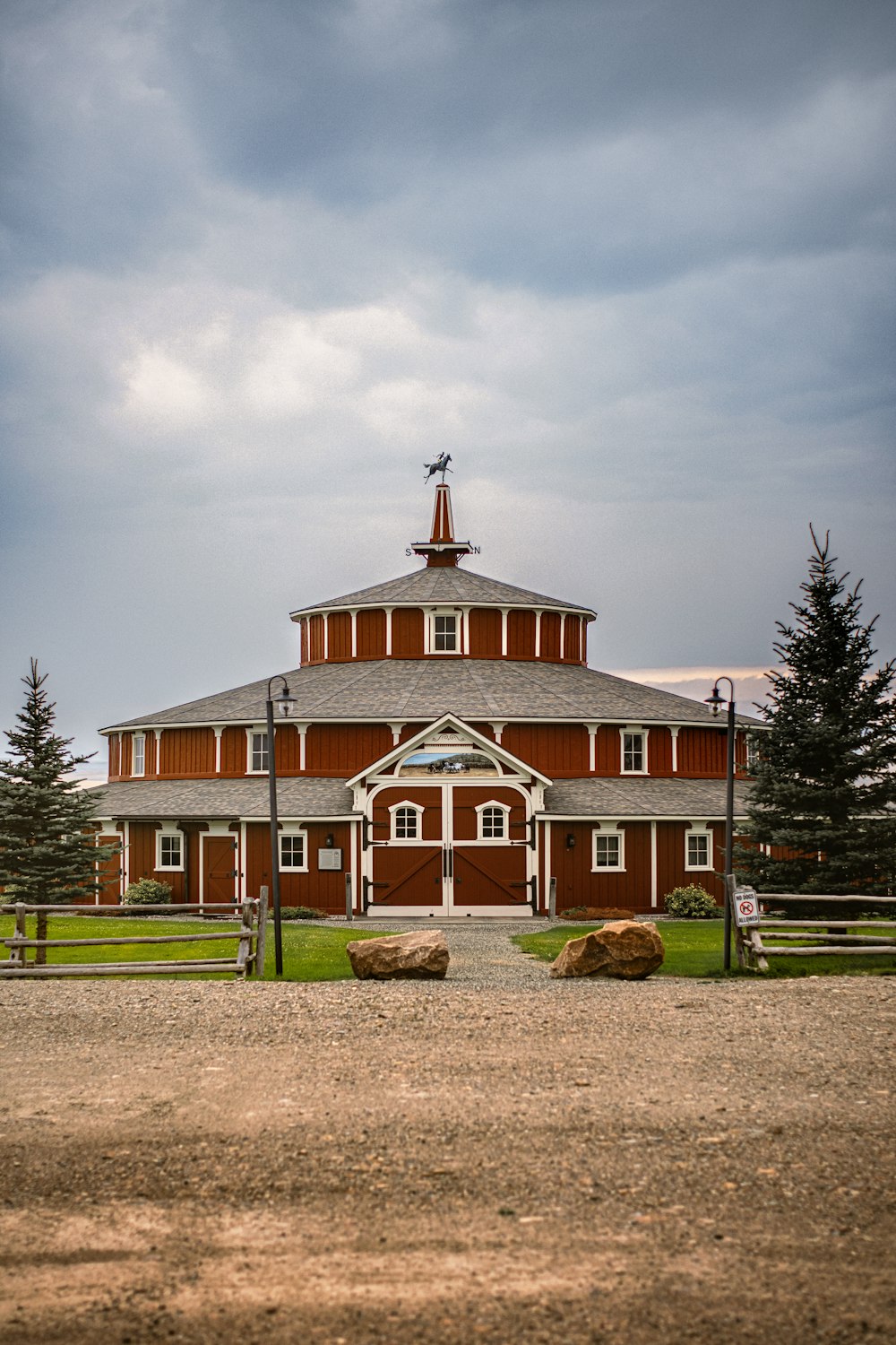 a red building with a cross on top of it