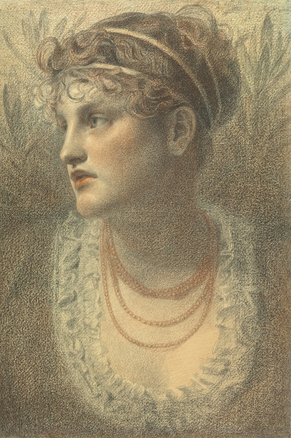 a drawing of a woman wearing a headband