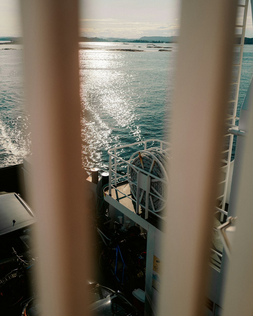 a view of the ocean from a boat