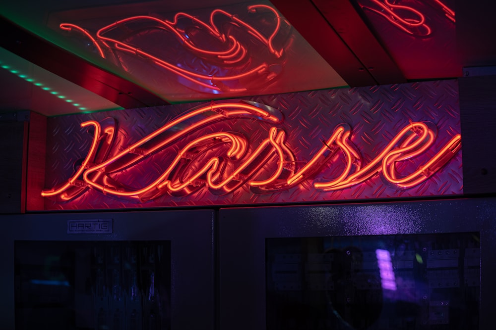 a neon sign that reads kruse on it