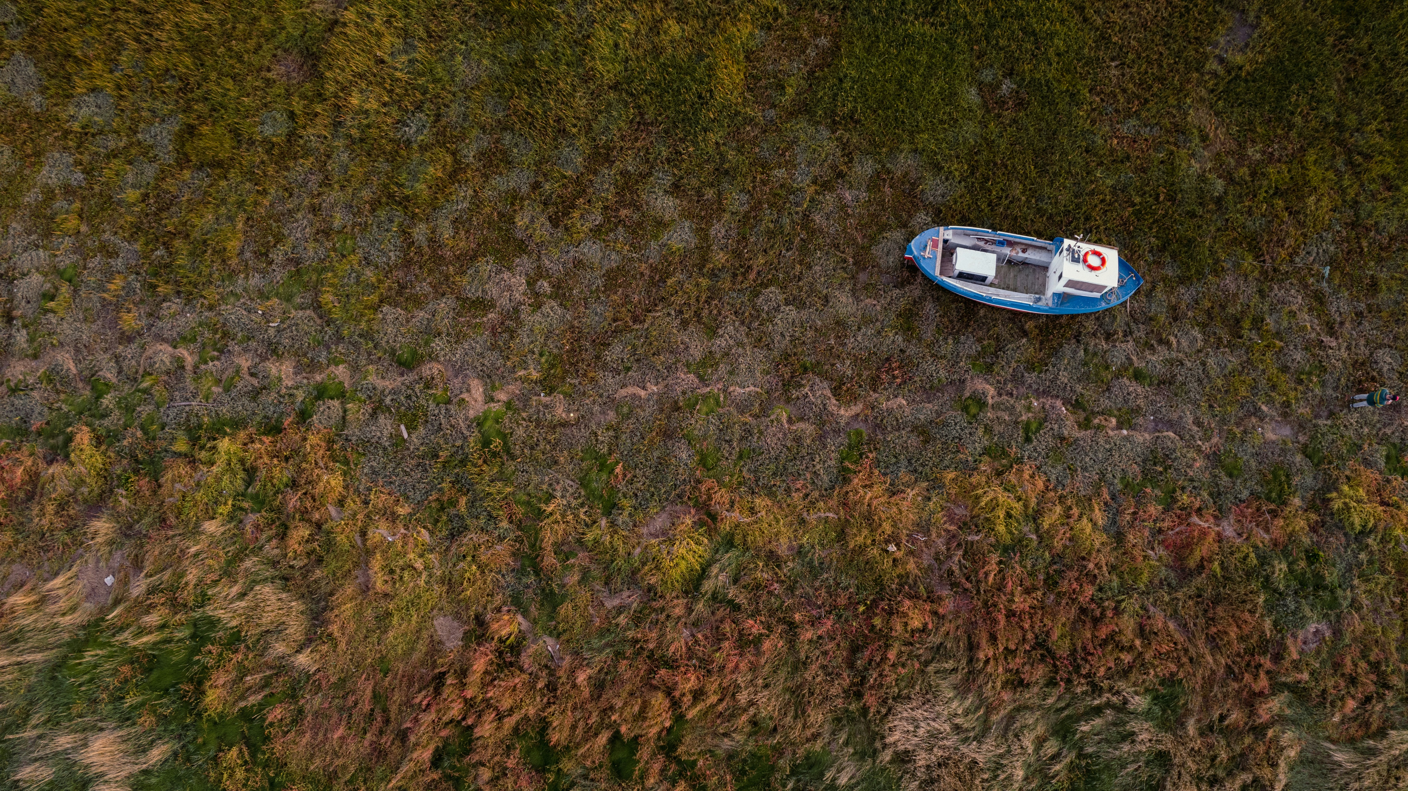 An aerial view of a small boat in the water photo – Free Wallpaper for ...
