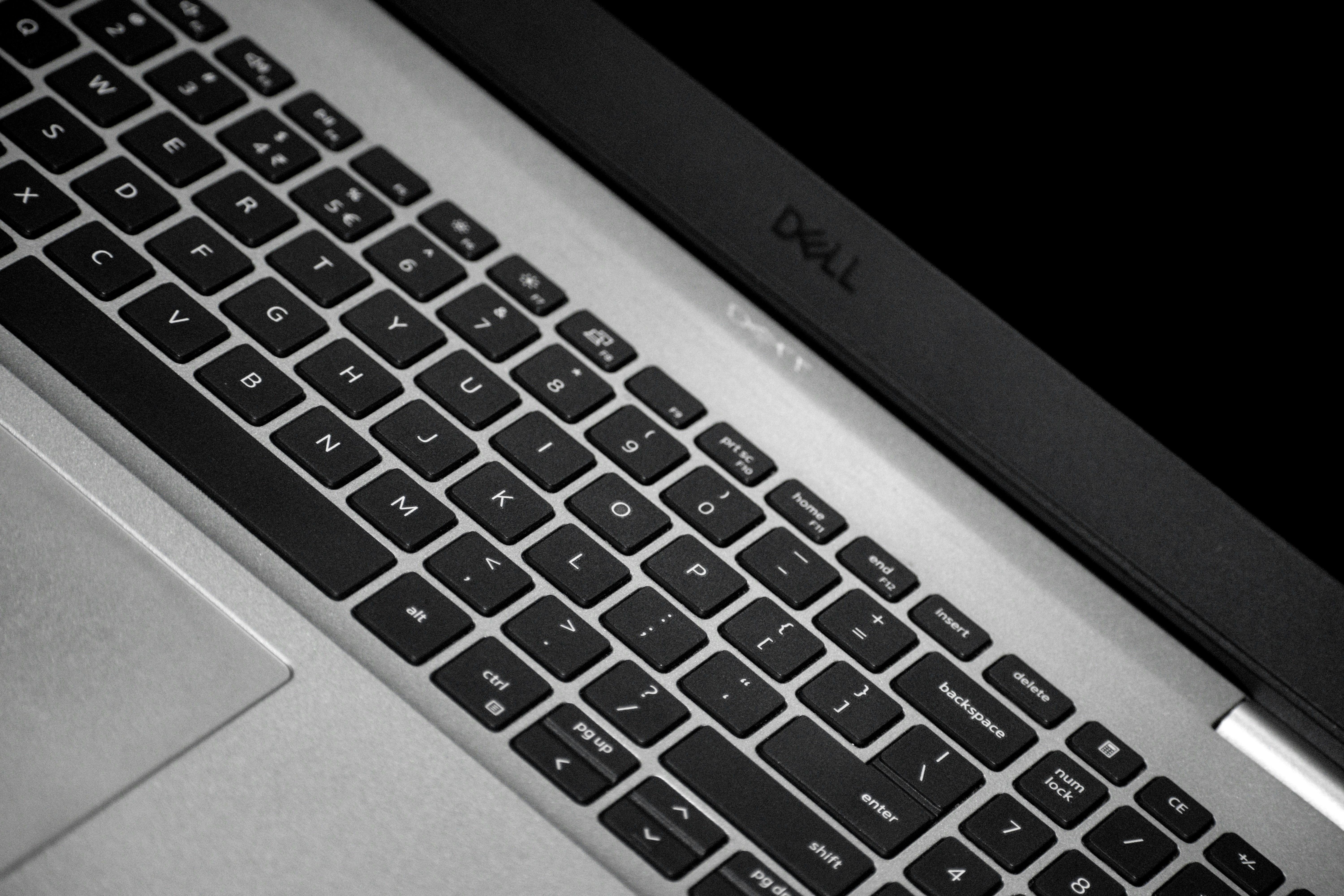 Black and white laptop keyboard