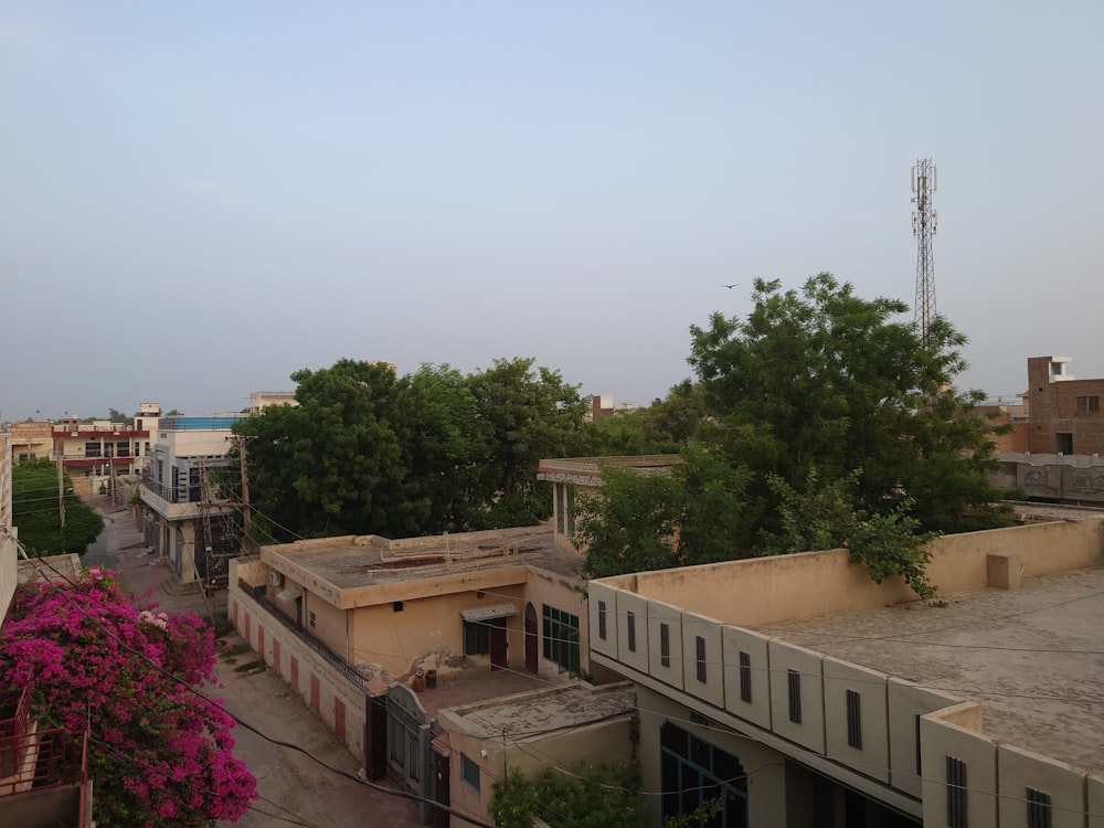 a view of a city from a rooftop