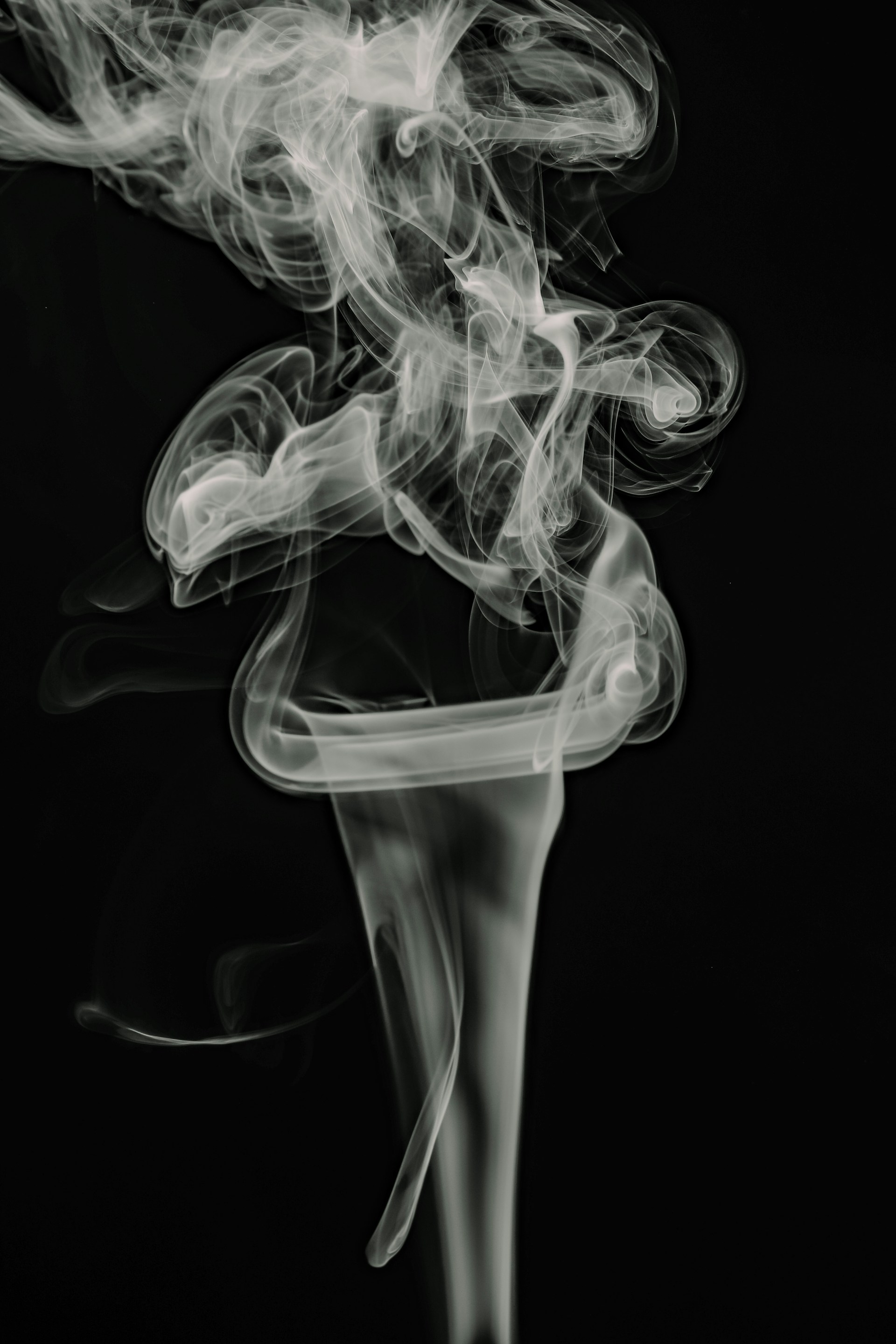 smoke is shown on a black background
