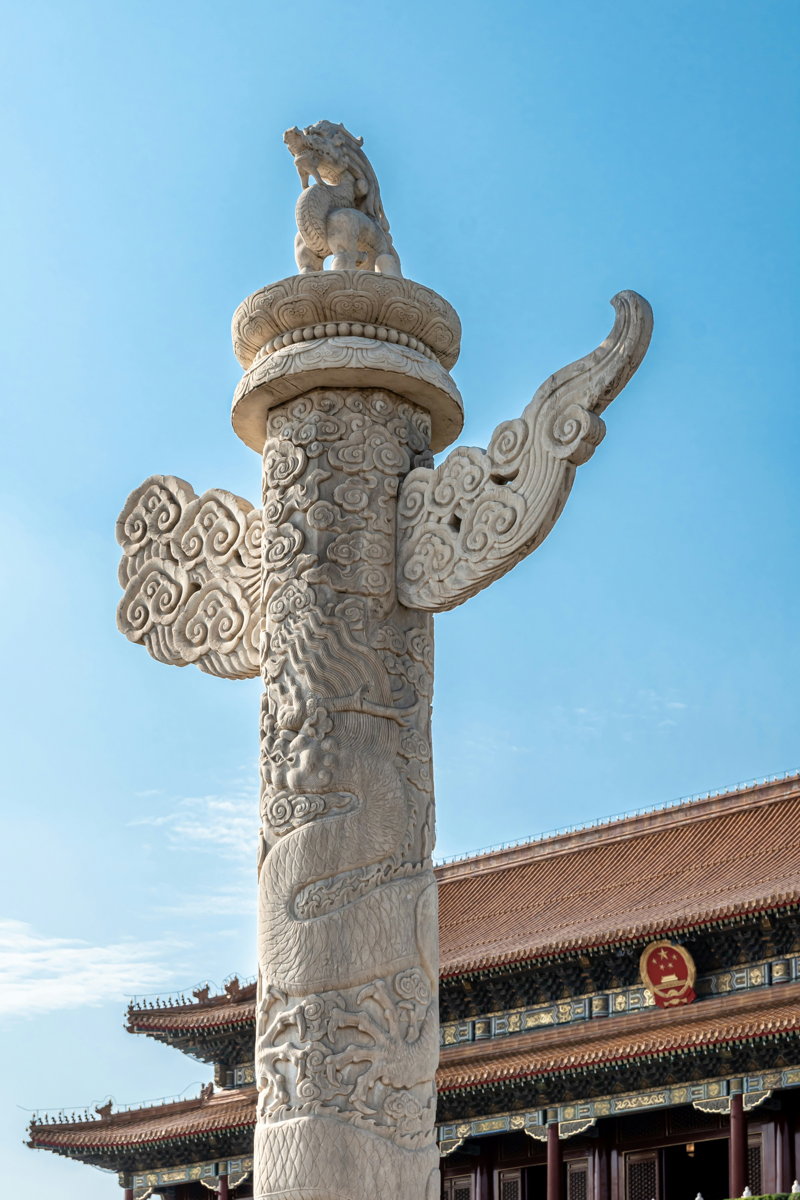 Ornamental column in front of Tiananmen Square, China