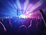 Crowd enjoying live music at the Cape Tormentine Beach Music Festival under colorful stage lights.