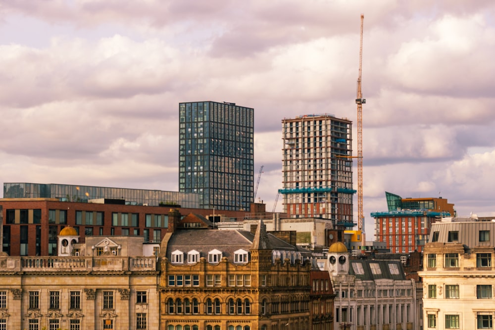 a view of a city with tall buildings