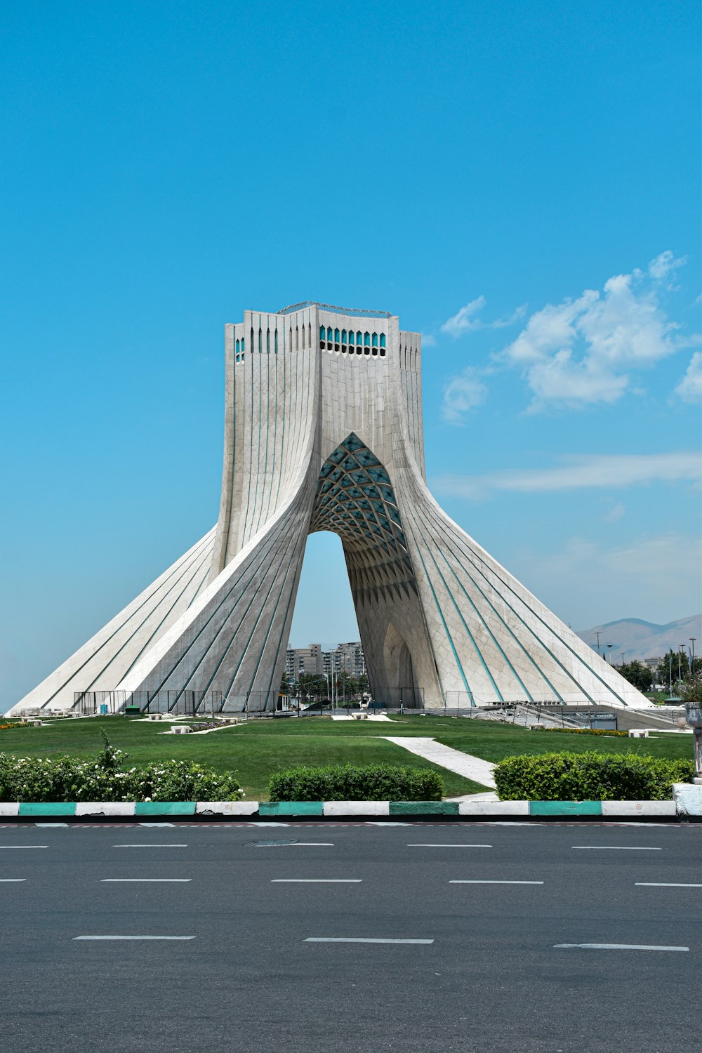 a very tall building with a massive entrance