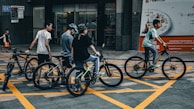 A group of young cyclists participating in a training session.