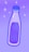 A stylized bottle with a blue cap and an abstract design. The design within the bottle features planetary symbols and circles, giving a cosmic theme. The background is a gradient of light to darker purple with star-like sparkles scattered throughout.
