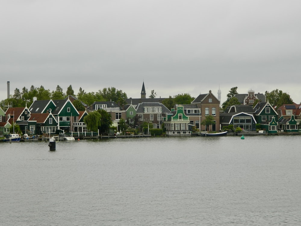 a body of water with houses on it