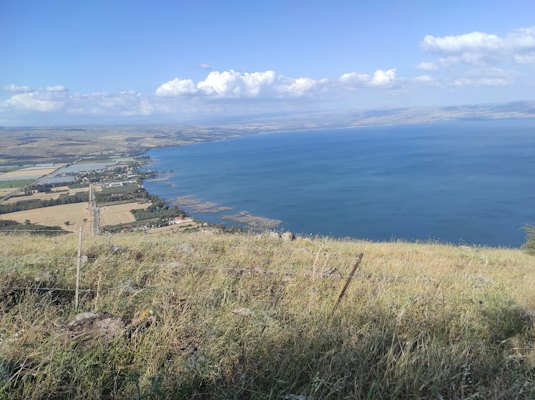 A view of a body of water from a hill — Galilee & the Sea of Galilee, Israel