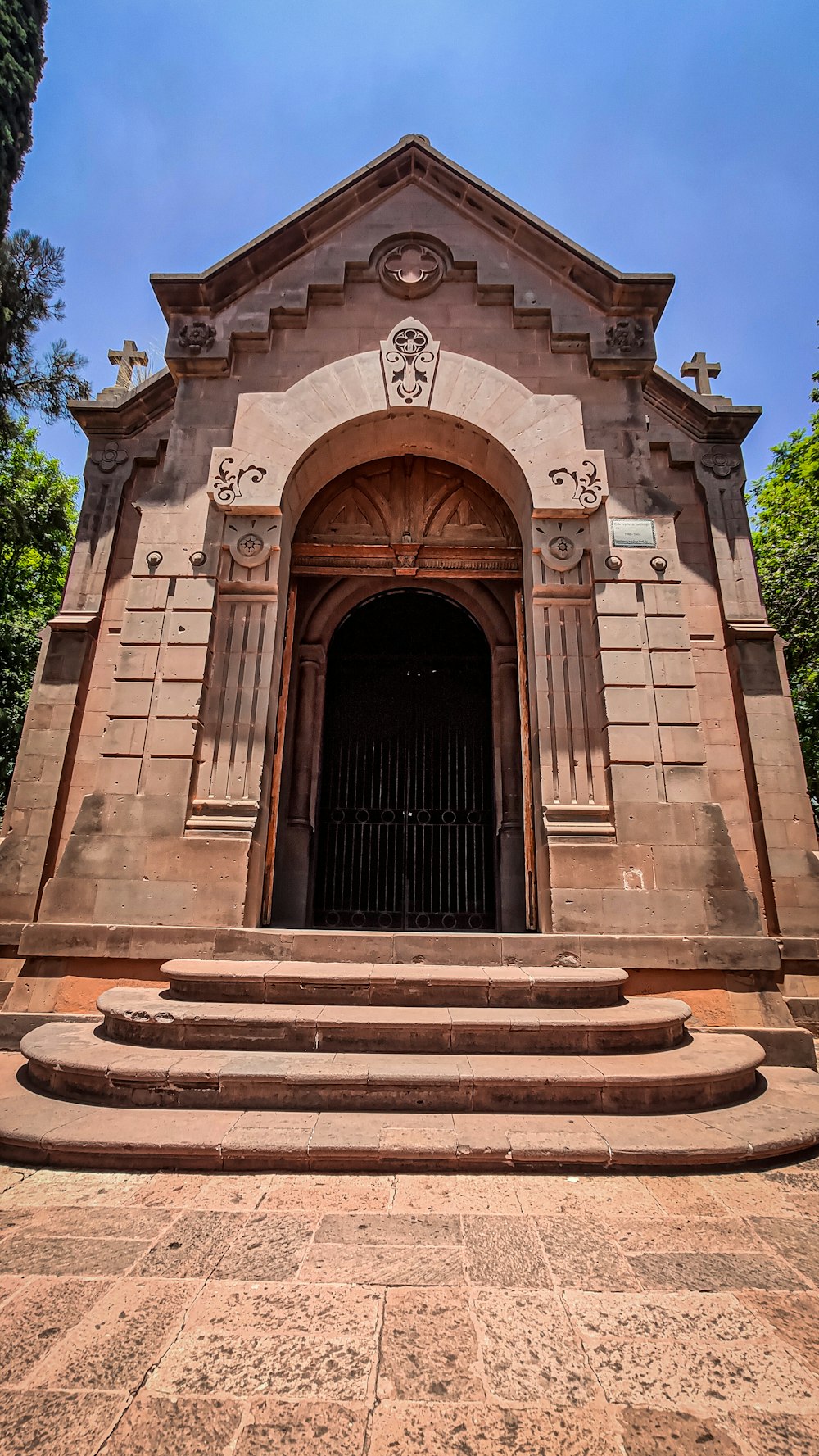 a large building with steps leading up to it