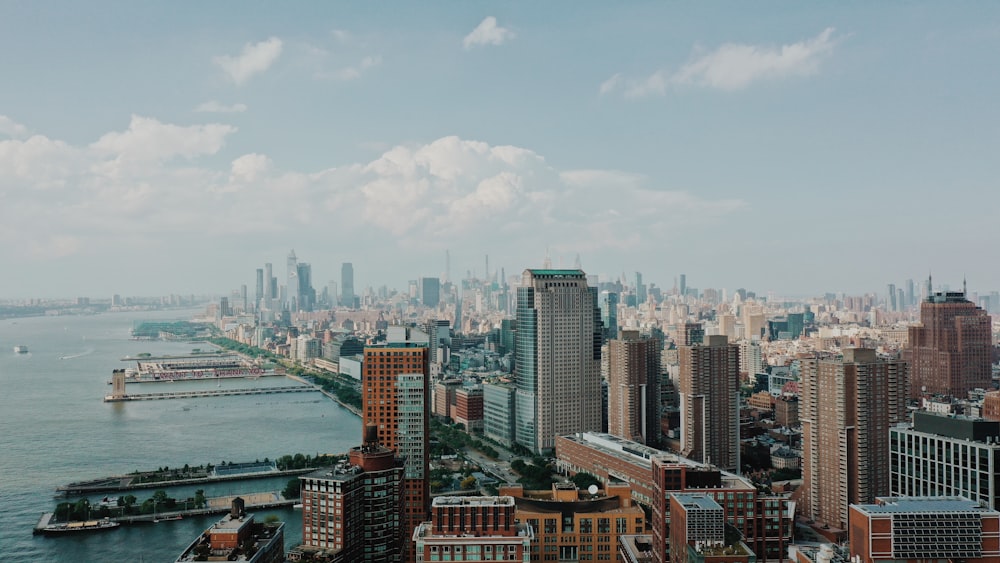 a large body of water surrounded by tall buildings