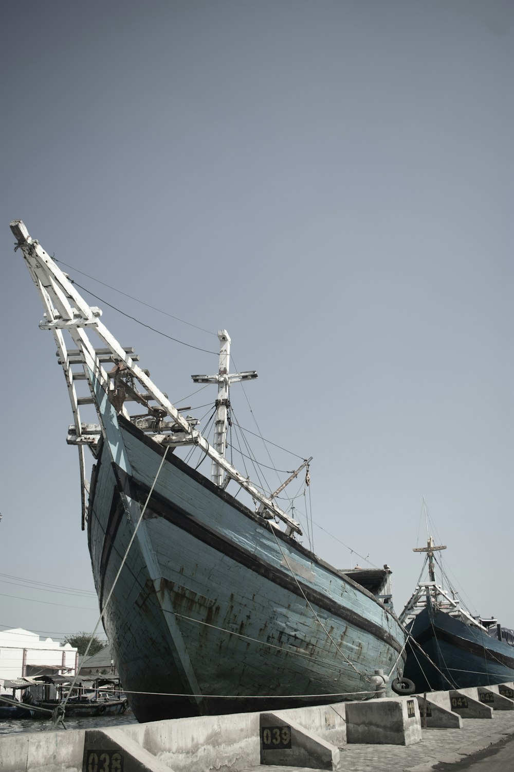 a couple of boats that are sitting in the water