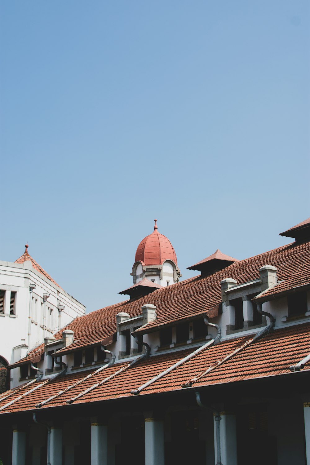 the roof of a building with a dome on top