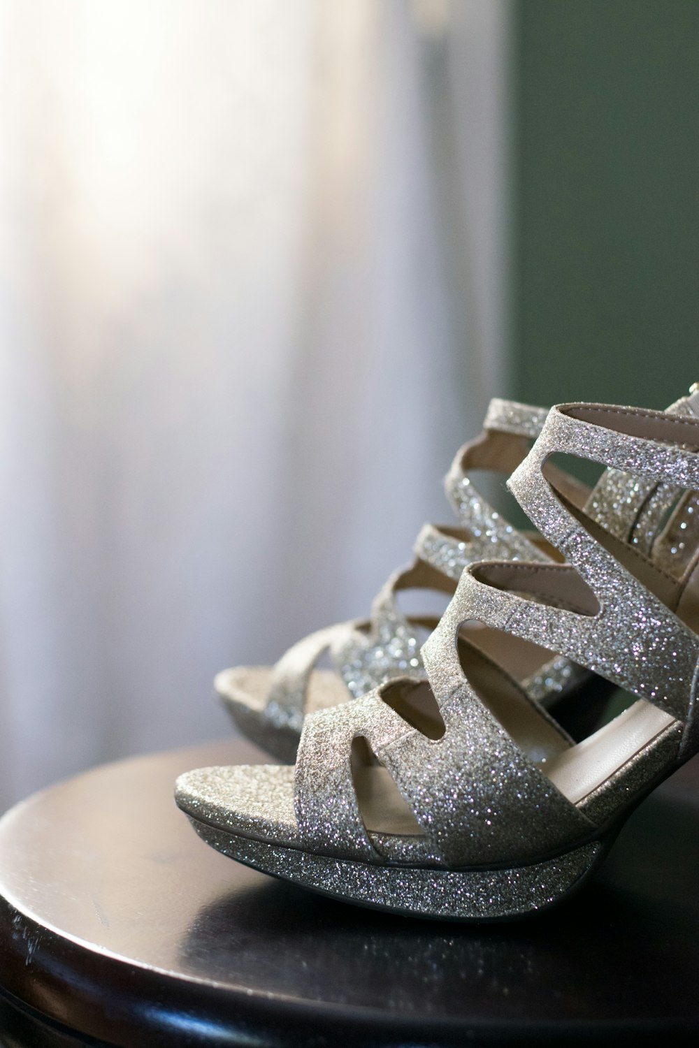 a close up of a pair of shoes on a table