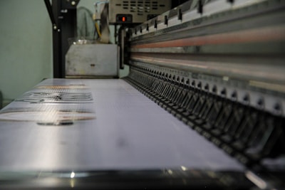 a close up of a conveyor belt in a factory